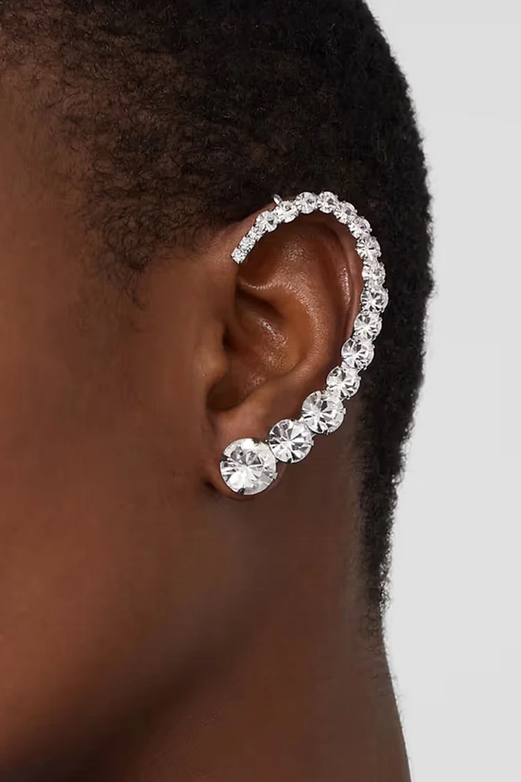 Rhinestone Curved Shape Earring Ear Cuff
