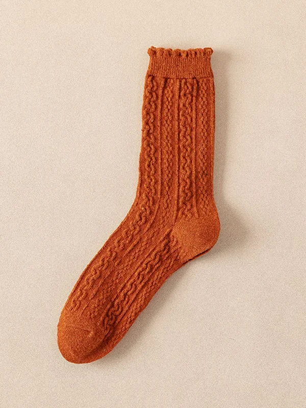 Wool Casual Solid Color Socks Accessories