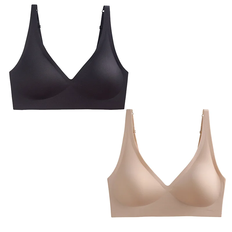 Billionm 2PCS Plus Size Sexy Seamless Bras For Women Wire Free Underwear BH Push Up Bralette With Pad Vest Top Soft Bra Brassiere Lingeri