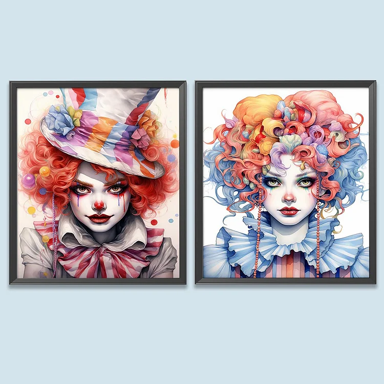 Clown Friends Diamond Painting Cute Design Embroidery House Portrait  Decorations