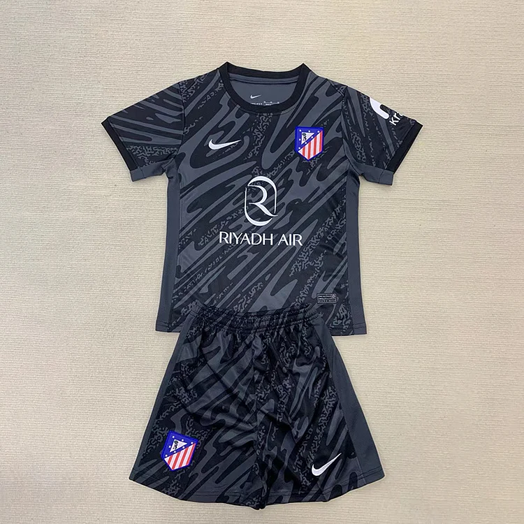 24/25 Atletico Madrid Black and Gray Goalkeeper  Kids Set
