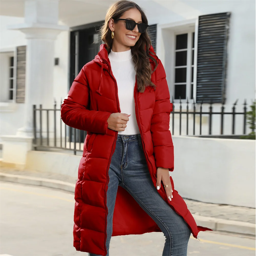 Woherb Winter Hooded Women's Cotton-Padded Jacket Women Long Slim Cotton-Padded Jacket Warm Down Cotton-Padded Jacket Women's Coat-Outfit Ideas