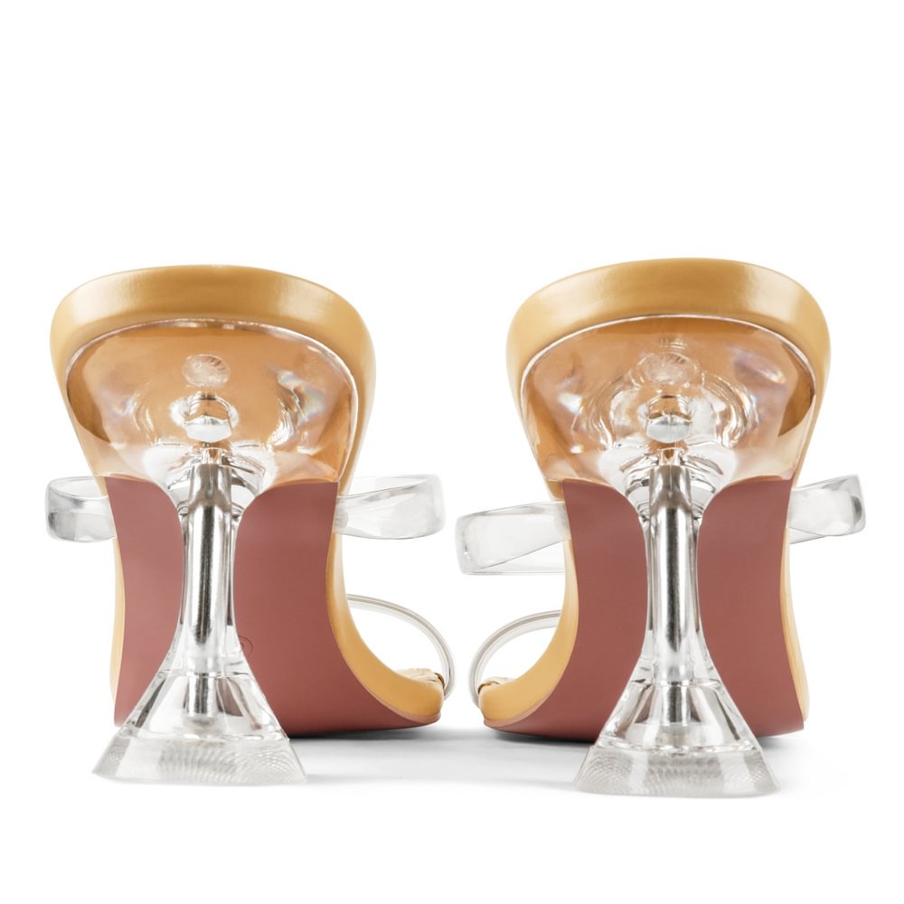 7cm/2.76''   Clear Chunky Heels for Women Low Heels Square Toe Shoes Sandals Women's Slippers