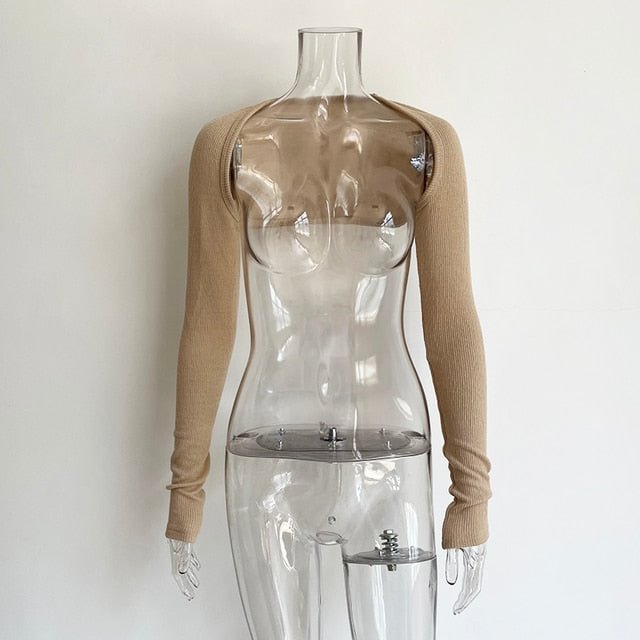KGFIGU Fall Rib Knitting Women Dress Sets 2021 Ladies Hanging Neck Short Open Back Sexy Top And Long Skirt Plain Dress Suit