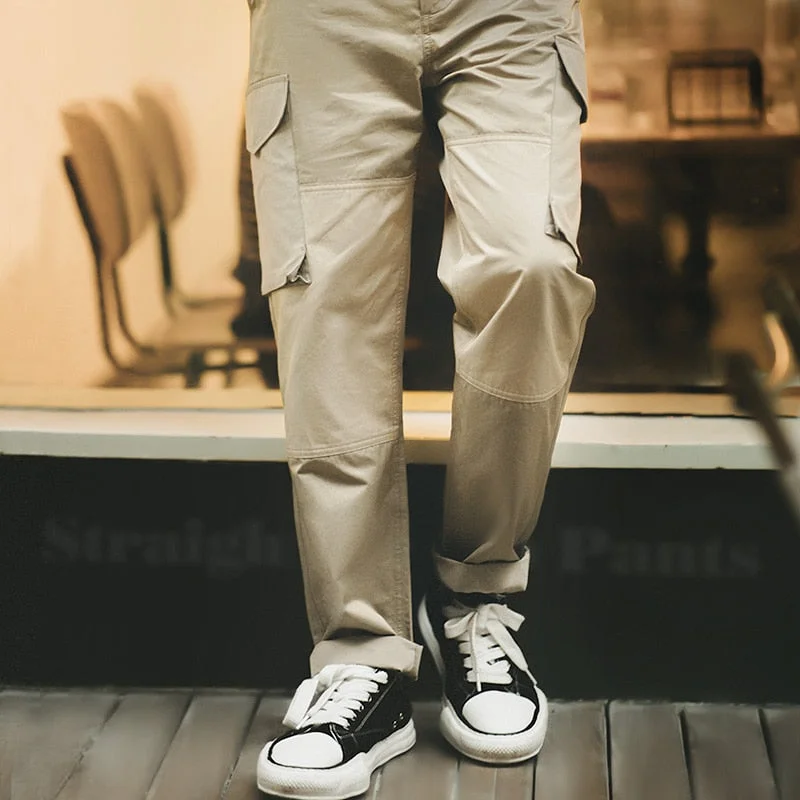 Aonga Maden 2022 New American Vintage Large Pocket Khaki Amekaji Men's Pants Wear-Resistant Casual Overalls Men Pants