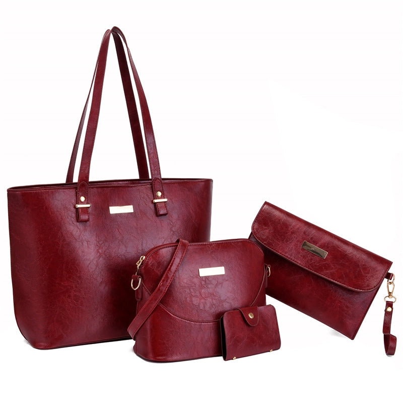 Women’s Bag New Fashion Simple Four Piece Set Mother Bag Large Capacity Portable Shoulder Messenger Bag