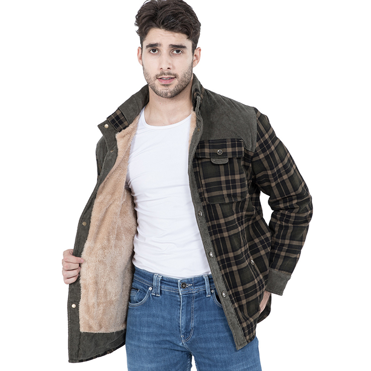 Men's  Winter Plaid Sherpa Lined Jacket