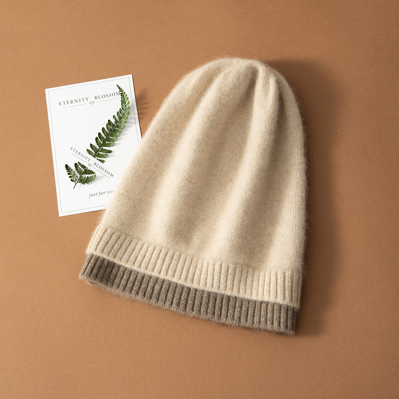 100% Cashmere Patterned Beanies Solid REAL SILK LIFE