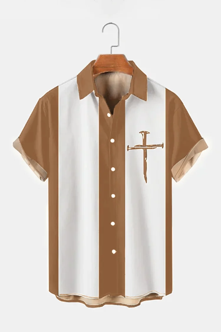 Colorblock Cross Short Sleeve Shirt