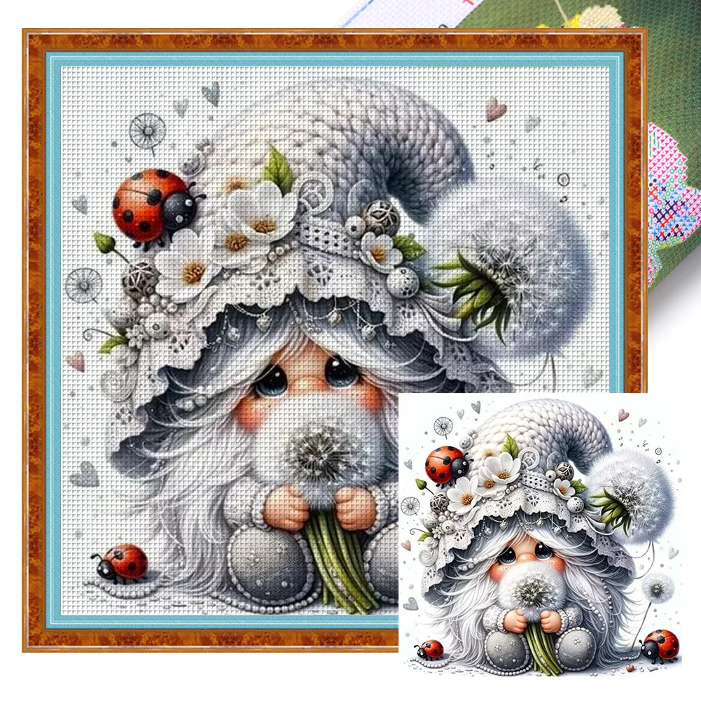 11CT Full Stamped Cross Stitch - Dryad Gnome & Dandelion(Canvas|50*50CM)