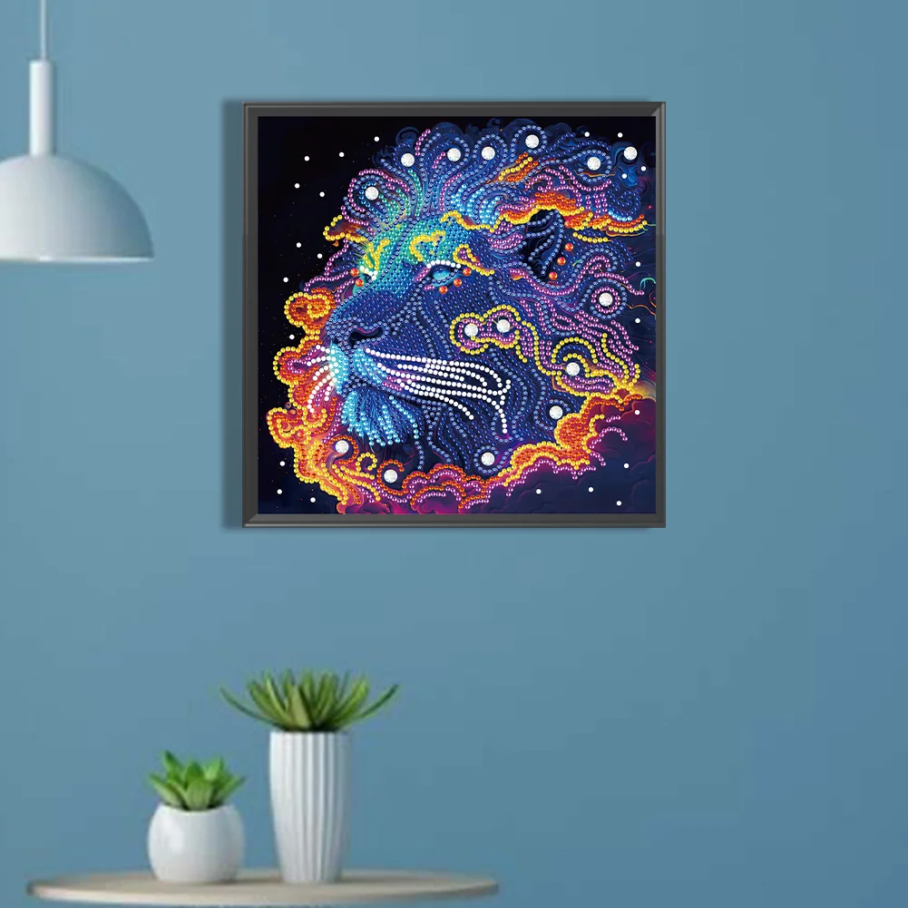Special Shape Diamond Painting 30*30cm - Colorful Lion