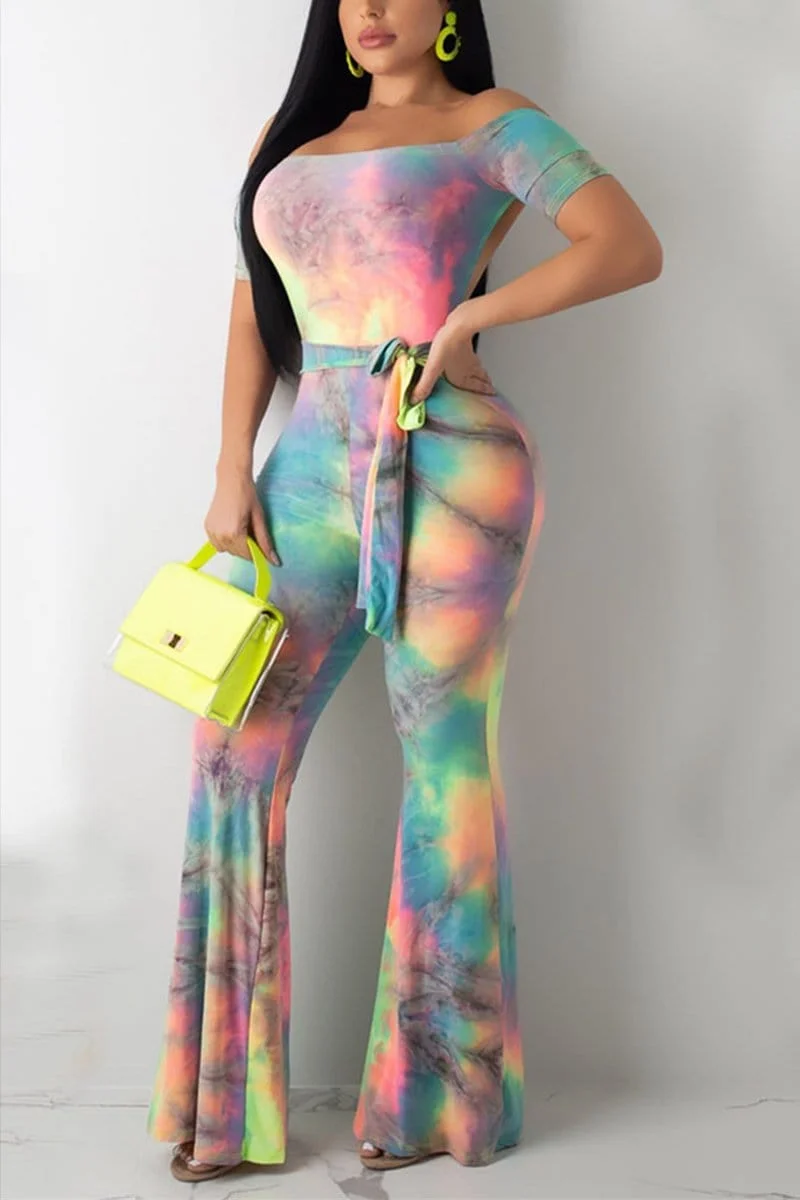 Casual Printed Halter Horn Jumpsuit