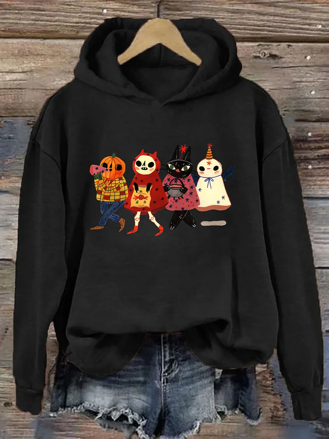 Halloween Cute Cat Ghost Hoodie
