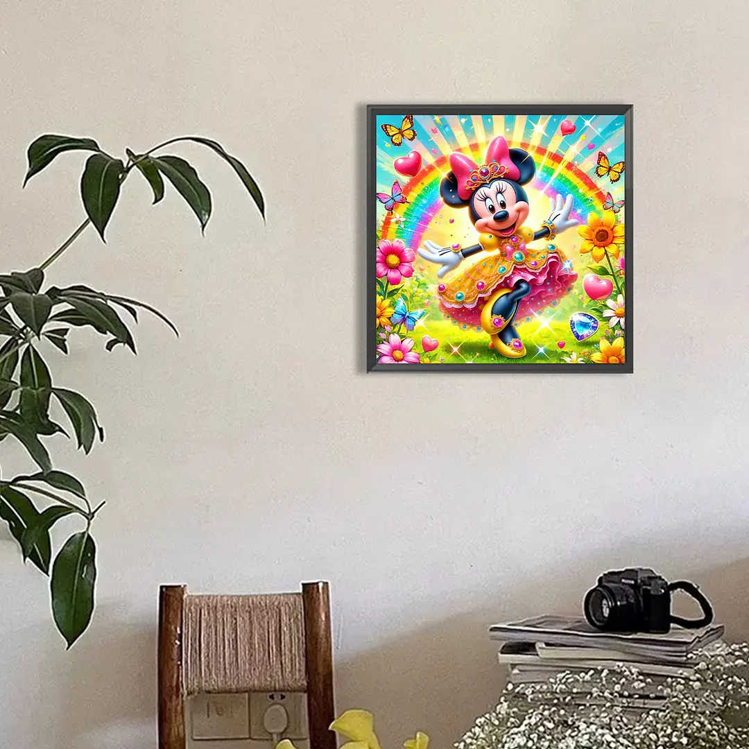 Rainbow Garden Minnie Full DIY 5D Round Drill Diamond Painting Kits for Adults/Beginners Home Decor Diamond Dots Paintings Picture Arts Craft 30x30cm