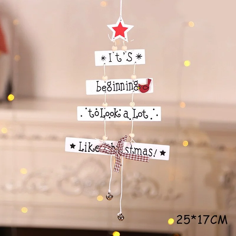 2022 New Year Xmas Elk Wood Craft Christmas Tree Ornament Noel Christmas Decoration for Home Wooden Pendant Navidad 2021 Gift