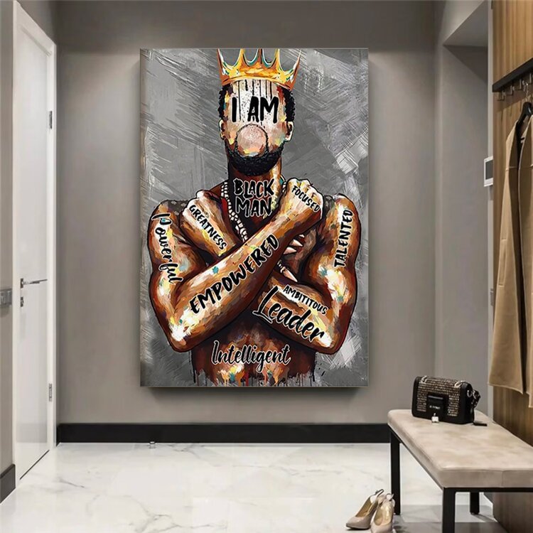 Black King I Am Black Man Canvas Wall Art  varity-store