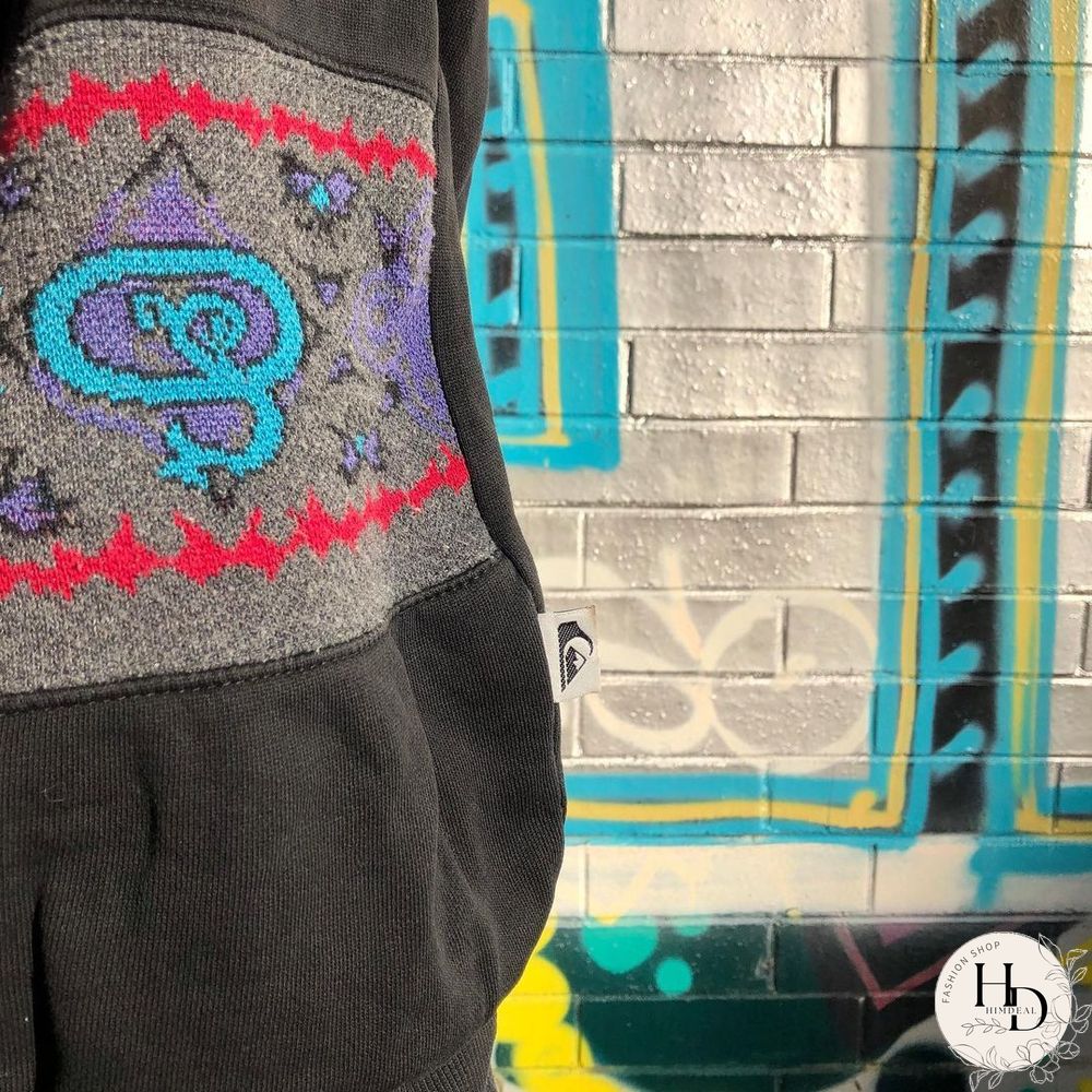 Casual Retro Color-Block Printing Long-Sleeved Sweater