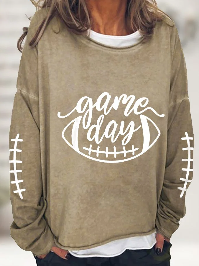 Women's Gameday Football Lover Casual Long-Sleeve T-Shirt socialshop