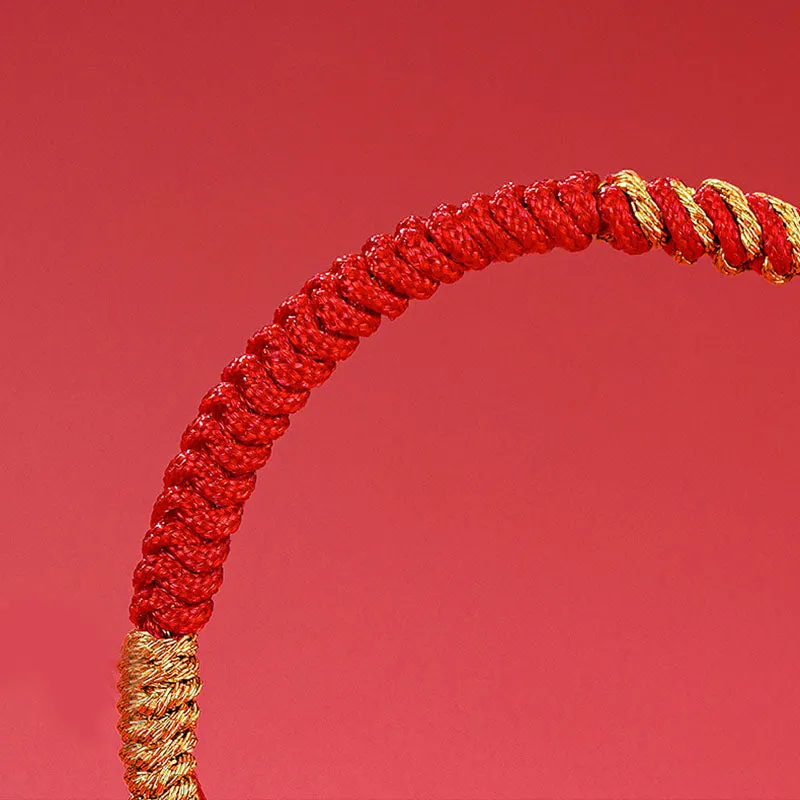 999 Sterling Silver Year of the Dragon Fu Character Attract Fortune Luck Handcrafted Braided Bracelet