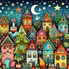 Colored Houses-14CT Stamped Cross Stitch 40*40cm/15.75*15.75in tapestrymarket