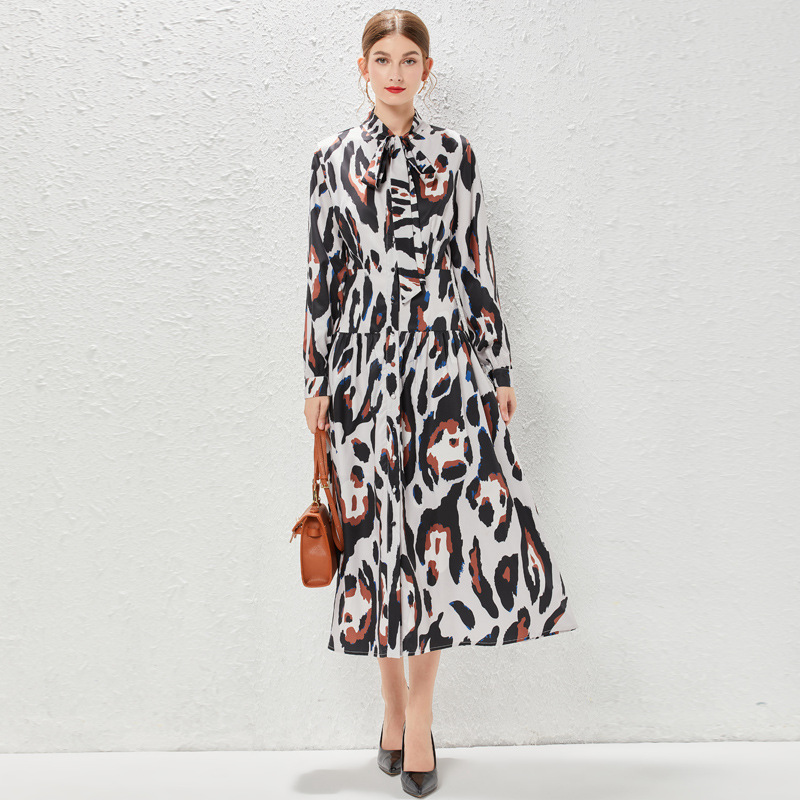 Mature Women Vintage Leopard Print Dress