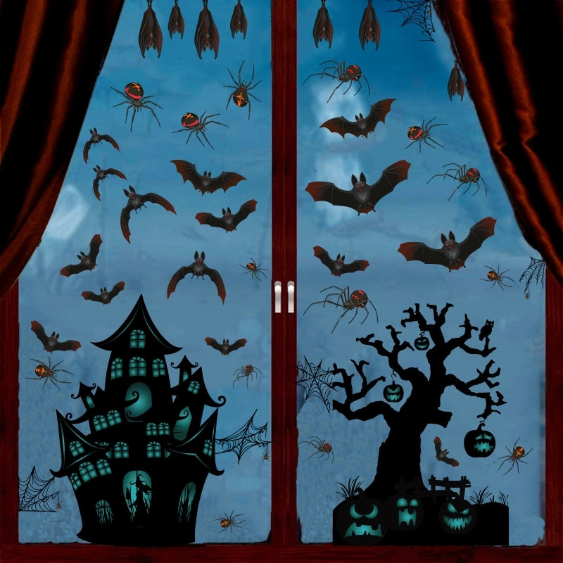 Halloween Retro Solid Color PVC Window Stickers Decorations Hanging Ornaments Party Supplies
