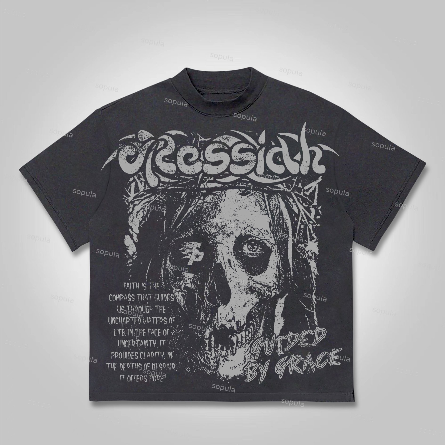 Sopula Vintage Skull Jesus Faith Graphic Cotton T-shirt