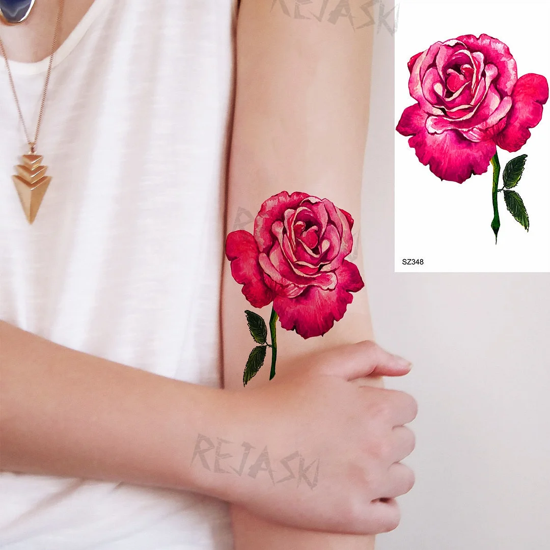 Colored Rose Fashion Feet Temporary Tattoos For Women Adult Hummingbird Sunflower Fake Tattoo Body Art Washable Tatoos Sticker