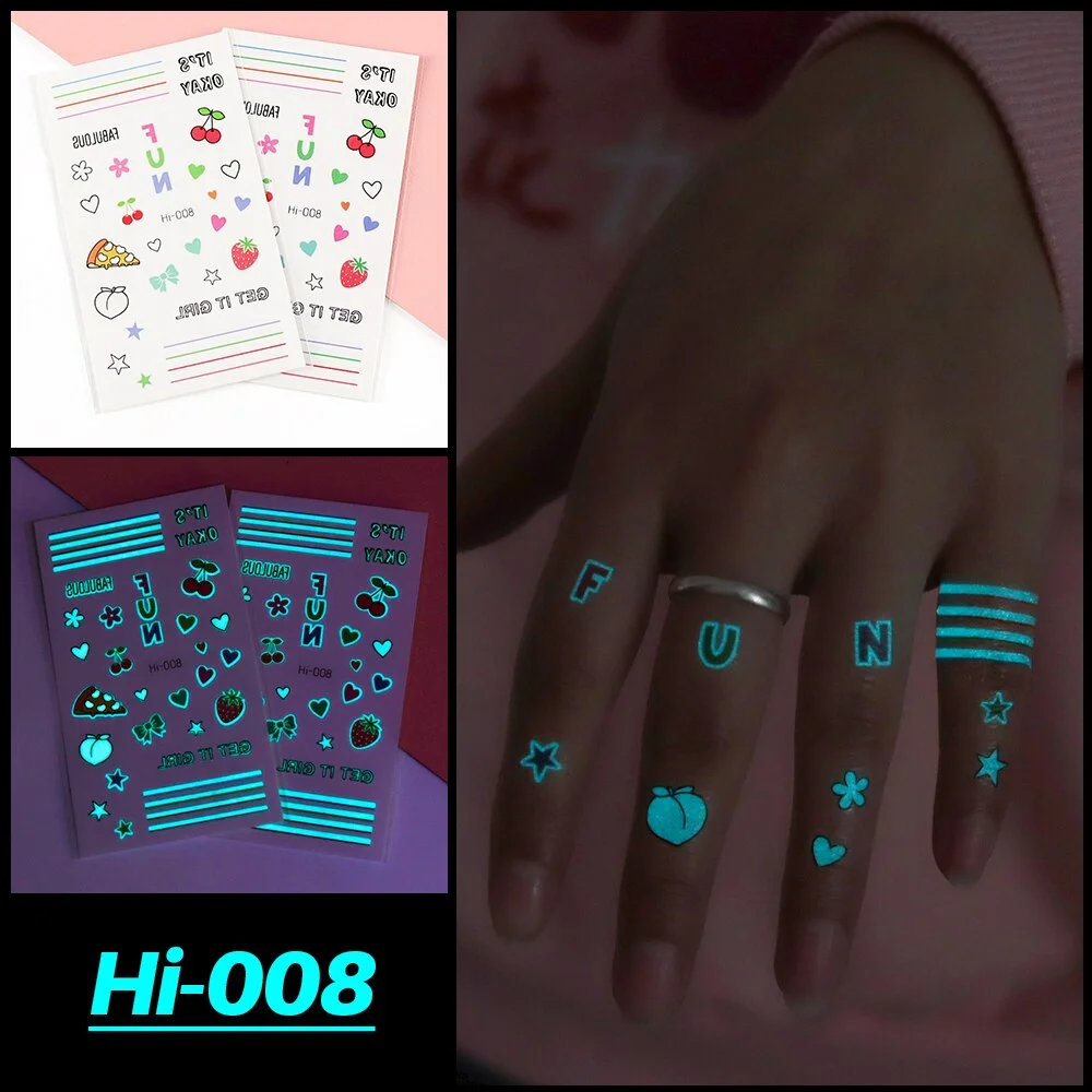 Sdrawing Luminous Tattoo Hand Finger Starry Star Universe for Kids Fake Tattoo Glowing In Dark Waterproof Temporary Tattoo Stickers