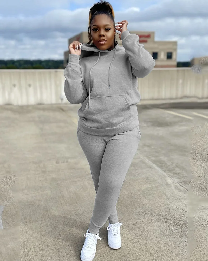 Solid 2 Piece Hoodie Set