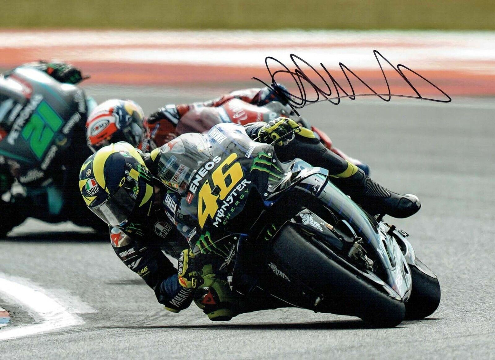 VALENTINO ROSSI Autograph 2019 SIGNED 16x12 Yamaha Photo Poster painting 9 AFTAL COA VR46 Vale