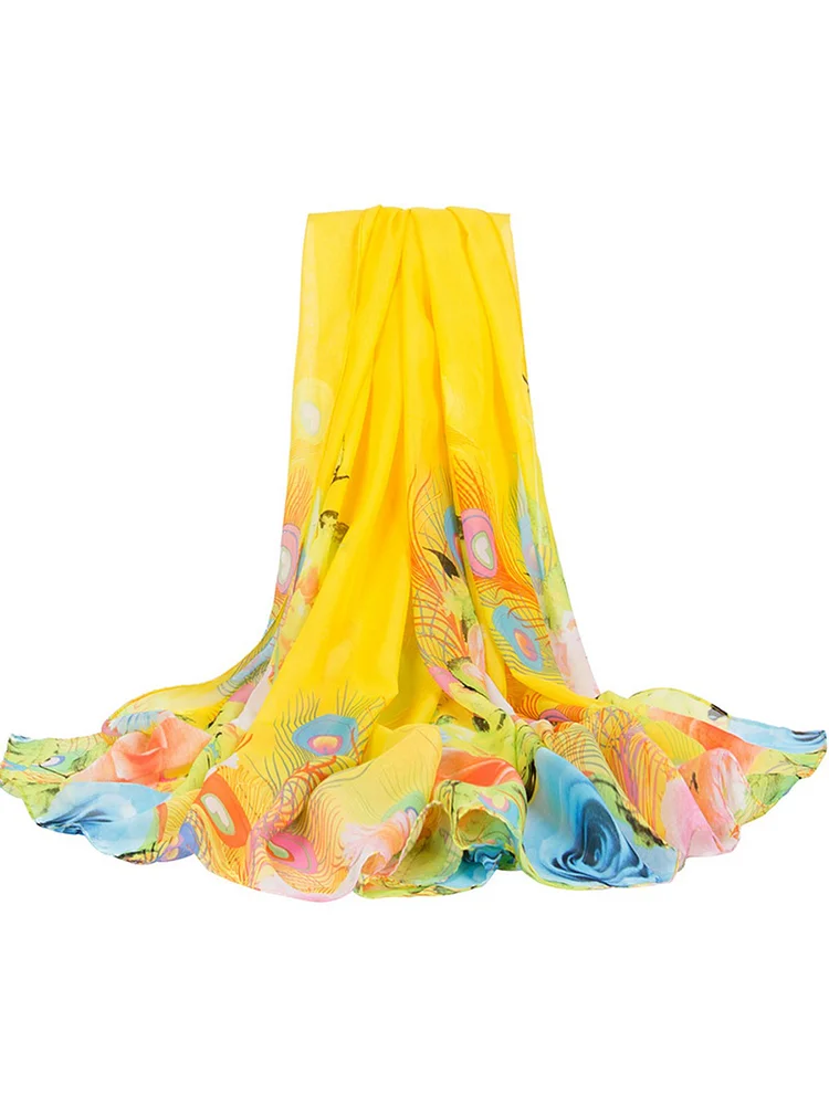Women Butterfly Boho All Season Printing Silk-Blend Breathable Party Standard Regular Scarf