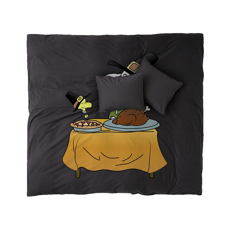 Snoopy With Turkey, Thanksgiving Duvet Cover Set