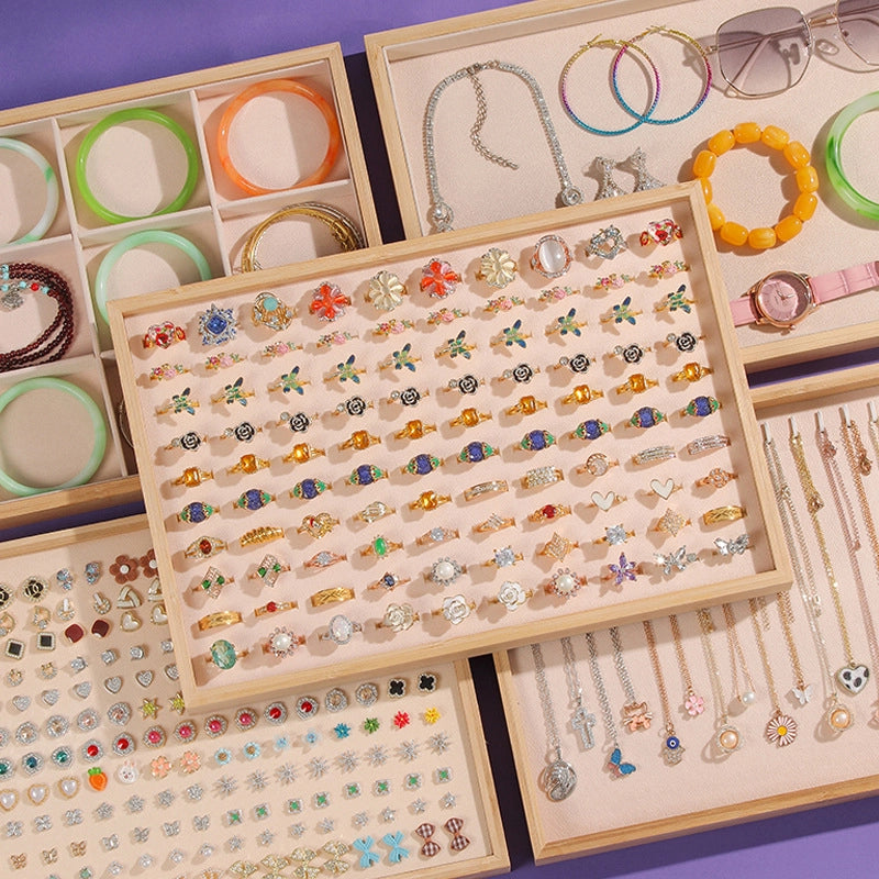 1 Piece Wood Sweet Holiday Banquet Selfie Solid Color Jewelry Boxes