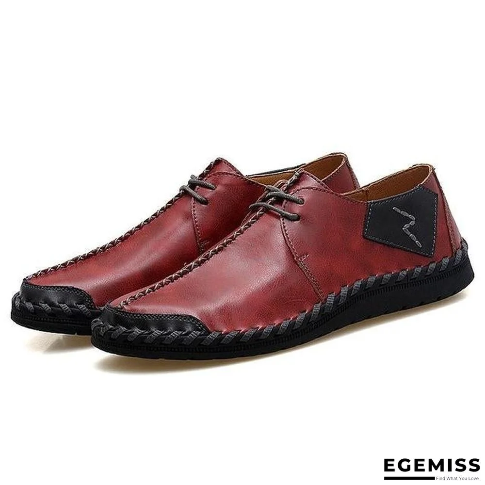 Men Casual Cow Leather Light Comfortable Split Leather Flats Shoes | EGEMISS