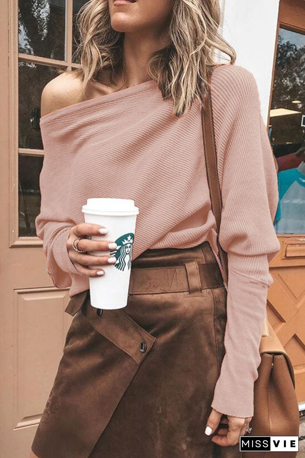 Fashion Sexy Solid Bateau Neck Tops(6 Colors)