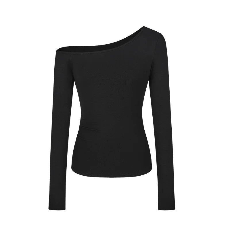Brownm Brownm Desire Hot Girl Slim Slim Show Thin Off-Shoulder Long Sleeve T-Shirt Women's Early Autumn Design Sense Versatile Bottom Shirt Student Top