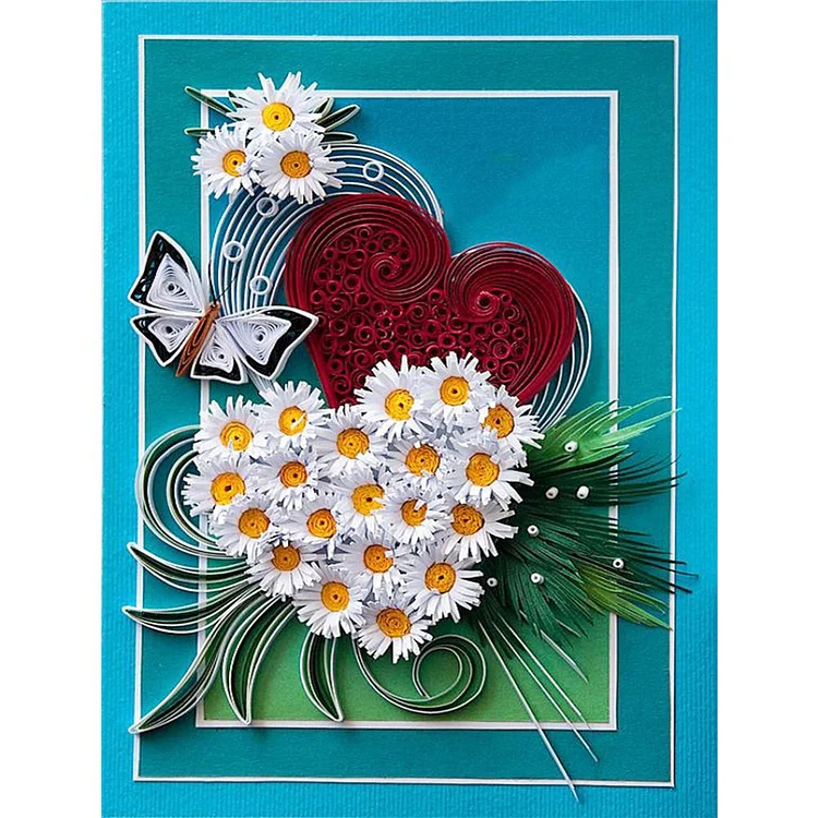 Paper Quilling Love Daisy - Full Round Drill Diamond Painting - 30x40cm(Canvas)