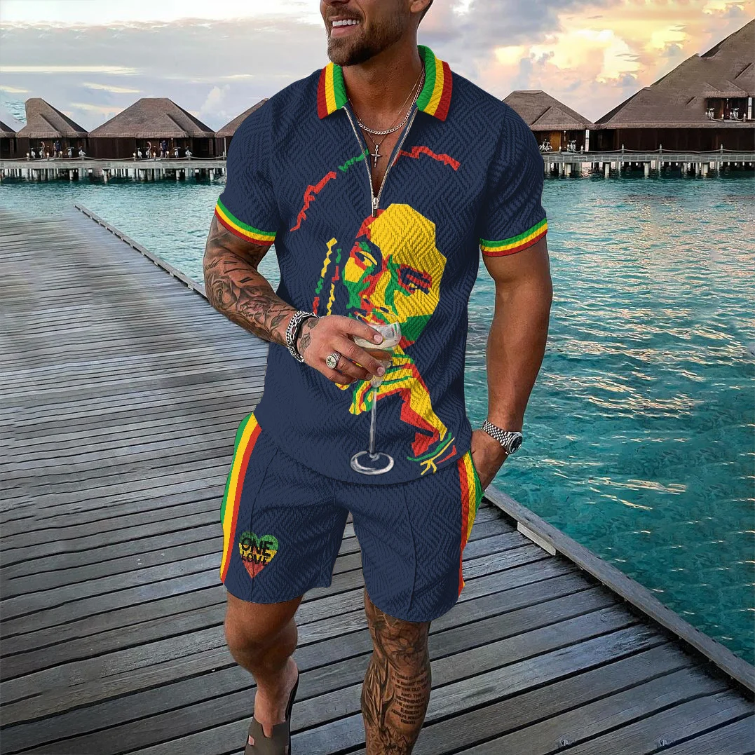 Reggae One Love Polo Shirt And Shorts Co-Ord