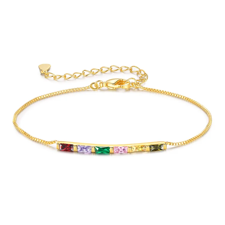 Custom 6 Birthstones Bracelet Gold Adjustable Bracelet Personalized Birthday Gift for Her