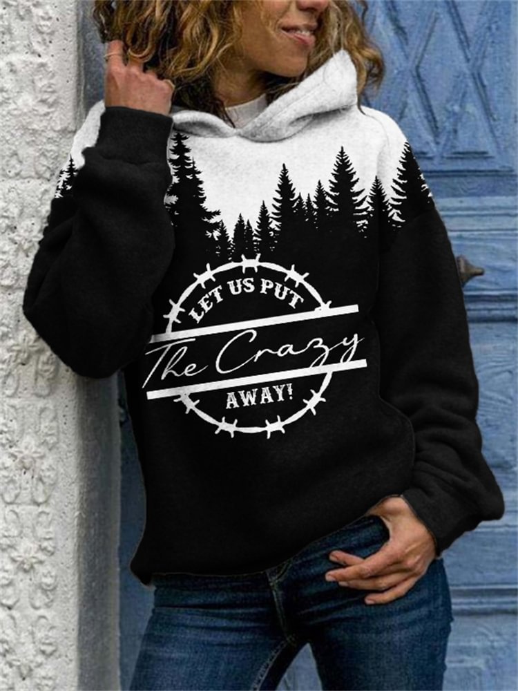 Western Cowboy Quote Forest Contrast Casual Hoodie