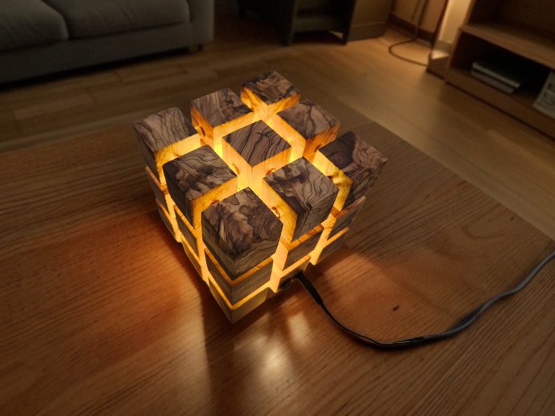 Costum made Olive Wooden Led Night Lamp, Wooden Desk Lamp, Nightstand Lamp, Ambience Lamp, Table Lamp, Night Light, Unique One of a Kind image 5