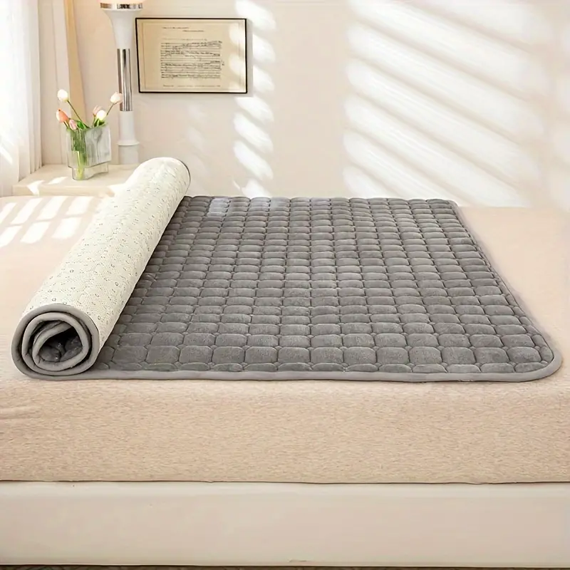1pc solid color thick milk velvet mattress pillow not included soft comfortable breathable bedding mattress pad for bedroom guest room dorm hotel autumn and winter bedding details 3