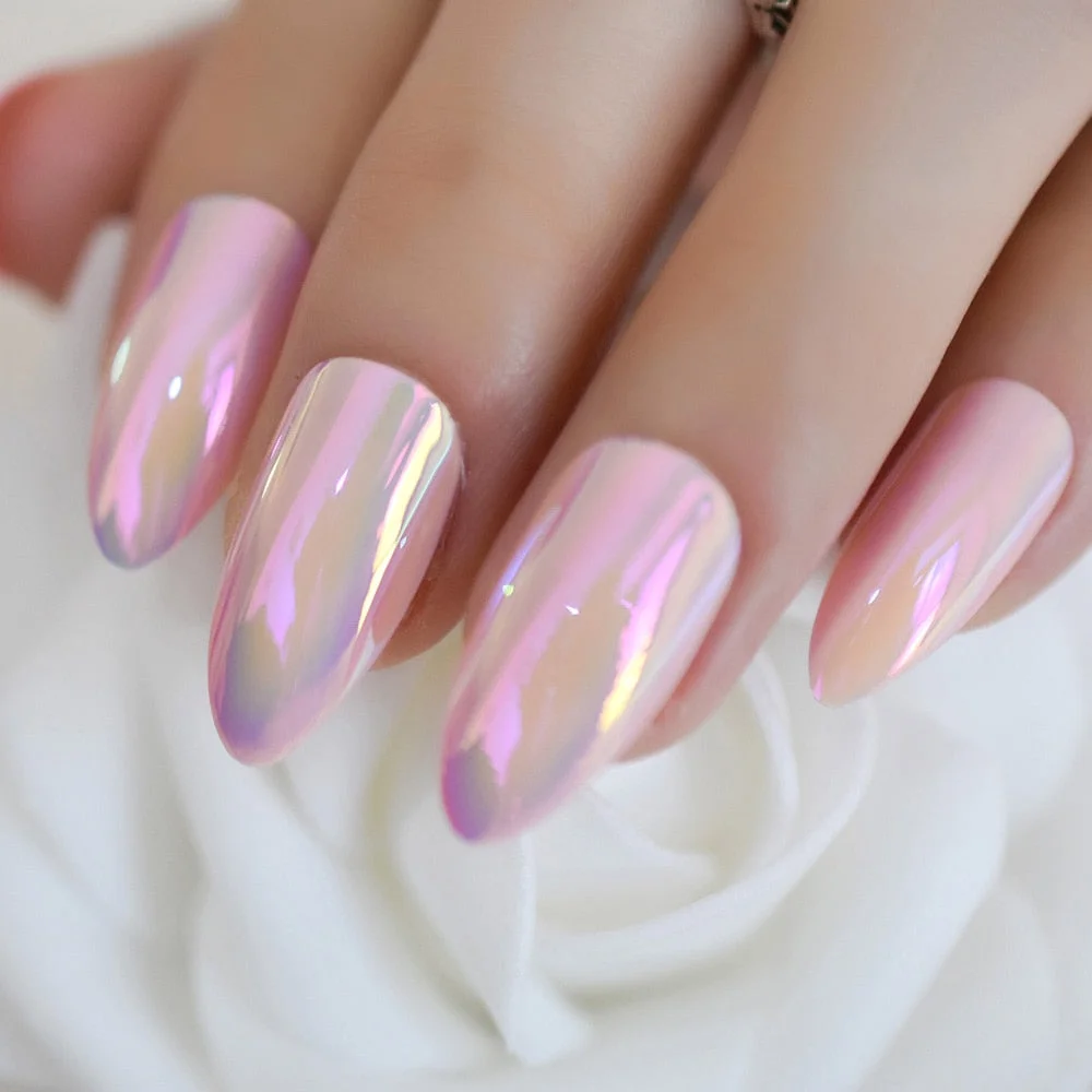 Extra Long STILETTO False Nails Pre-designed Curved Pink Marble Press On Nails including glue sticker-Nail Inspo