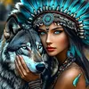 Diamond Painting -DIY Round Drill Wolf and Beauty(40x40cm)
