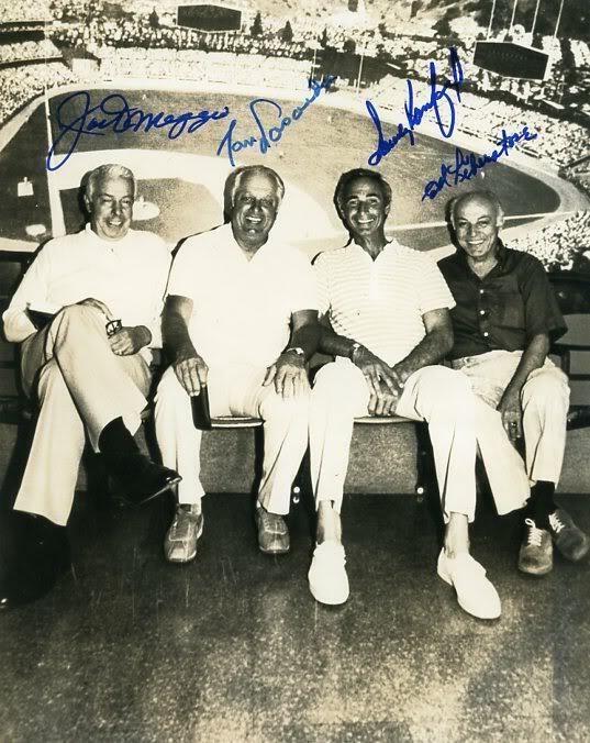 Joe Dimaggio Sandy Koufax Tom Lasorda & Liberatore Signed 8X10 Photo Poster painting JSA X14195