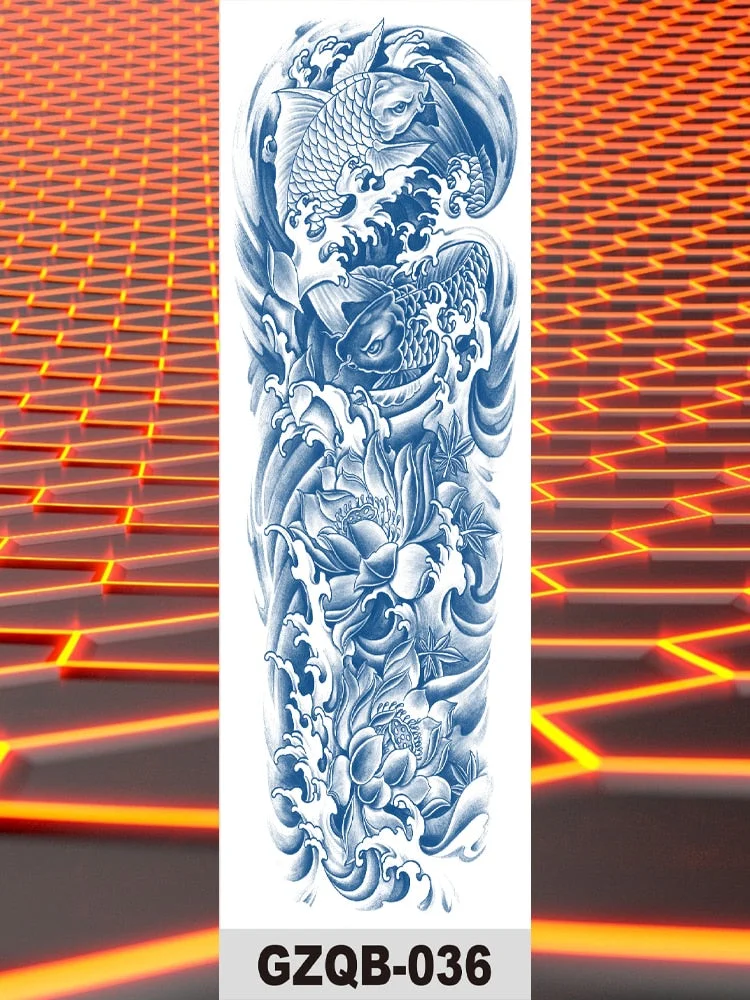 Temporary Flower Full Arm Waterproof Tattoo Stickers Banshee Warrior Crane Angel Lotus Juice Ink Men Women Girl Leg Fake Tatoo