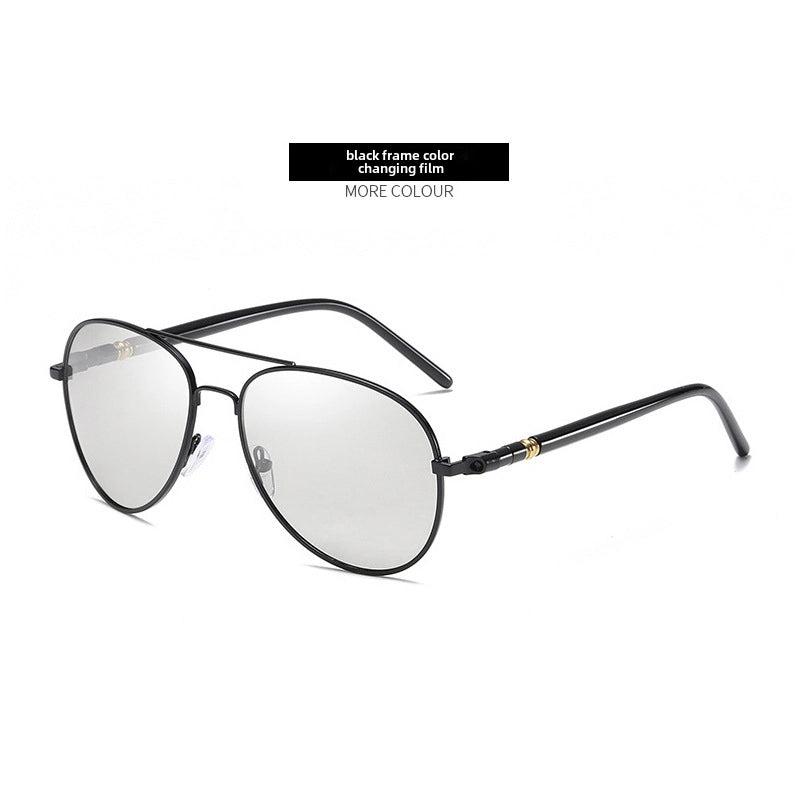 209 Photosensitive Color-changing Glasses Metal Polarized Sunglasses Day And Night Sunglasses Men’s Goggles Driving Sunshade Glasses