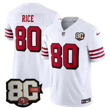 Youth San Francisco 49ers #80 Jerry Rice White 80 Anniversary Vapor F.U.S.E. Limited Jersey