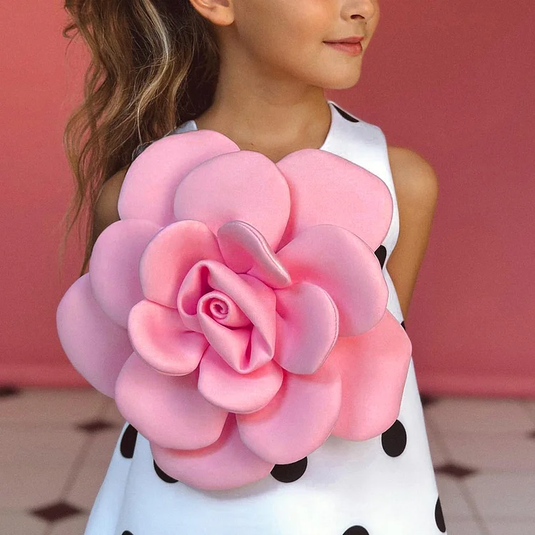 Kid 3D Flower Polka Sleeveless Dress 